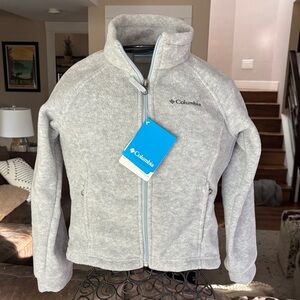 Columbia Light Gray Full-Zip Fleece Jacket